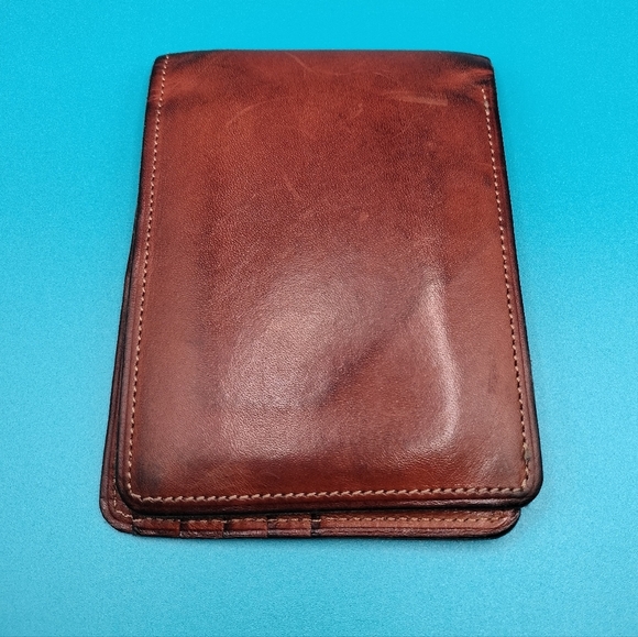 Rossi Caruso Men's Bi-fold Wallet Leather Card Holder Two Cash Slots Brown - Picture 1 of 10